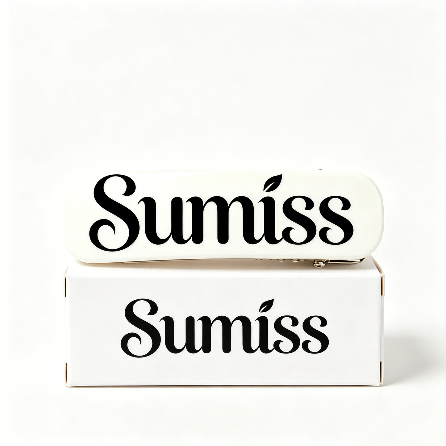 Sumiss Classic Rectangle Hair Barrettes 3 Pack, Smooth White Acrylic Spring Hair Clips, Non-Slip Metal Barrette Hair Pins for Women Daily Hairstyle Decor