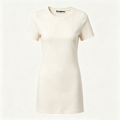 Finalove Stretchy Crew‑Neck Short Sleeve T‑Shirt Dress, Slim‑Fit Soft Casual Bodycon Mini Dress For Women