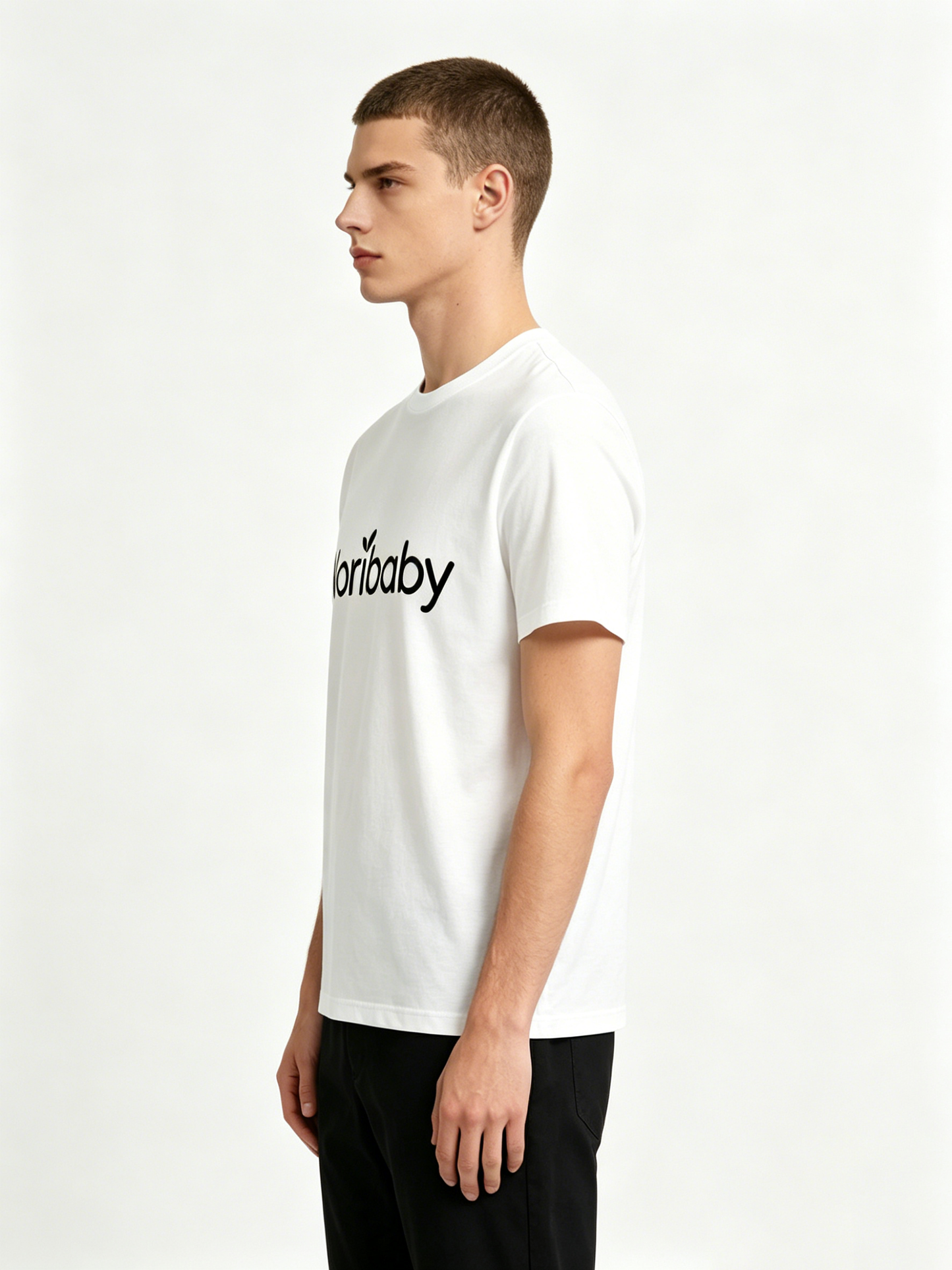 Noribaby Minimalist White Cotton Short Sleeve T-Shirt, Breathable Basic Crew Neck Casual Tee for Men