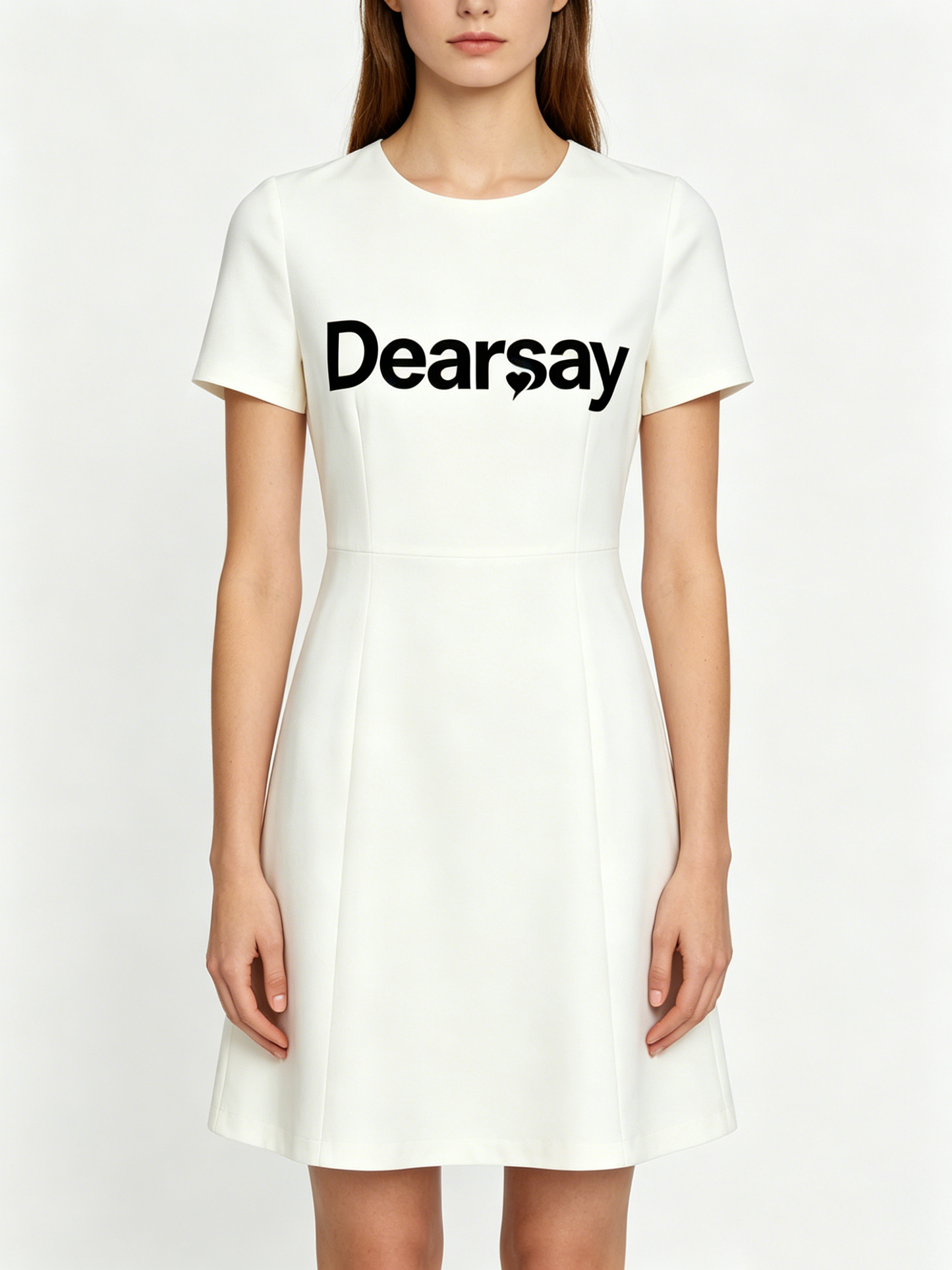 Dearsay Women's Crew Neck Short Sleeve A-Line Mini Dress, Slim Waist Casual Office Party Short Dress