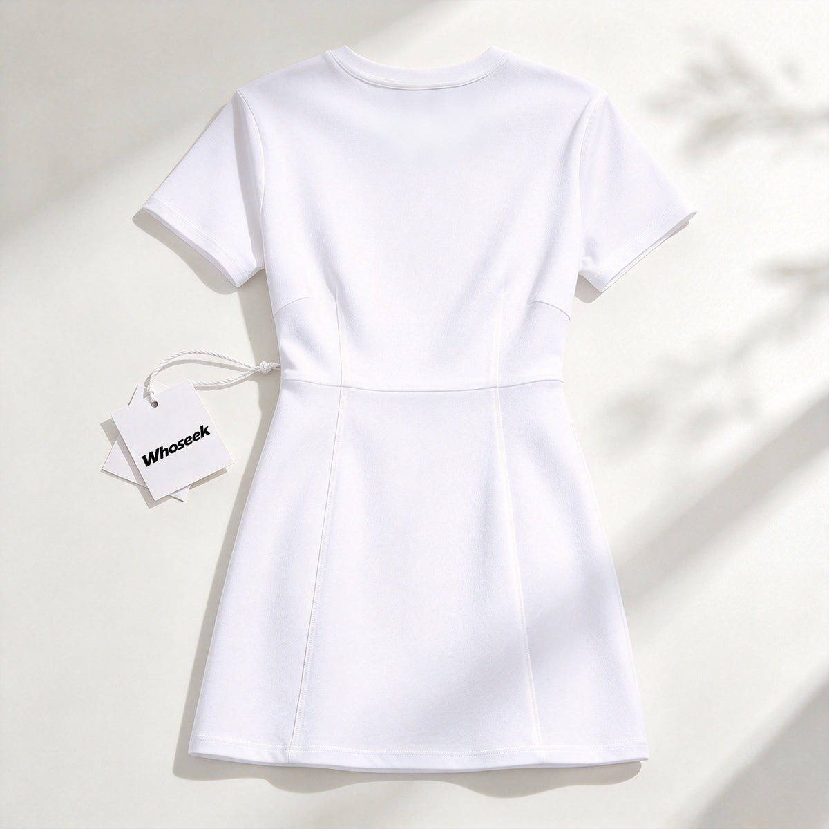 Whoseek Women Short Sleeve Crew Neck Mini Dress, Casual A-Line Flare Short Dress for Daily Dating Party
