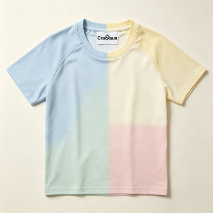 Cracksun Gradient Color Crew‑Neck Short Sleeve T‑Shirt, Raglan Sleeve Soft Casual Tee for All‑Day Daily Wear