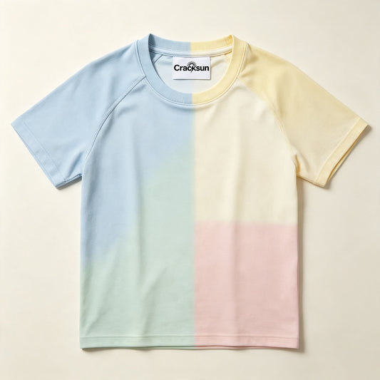 Cracksun Gradient Color Crew‑Neck Short Sleeve T‑Shirt, Raglan Sleeve Soft Casual Tee for All‑Day Daily Wear