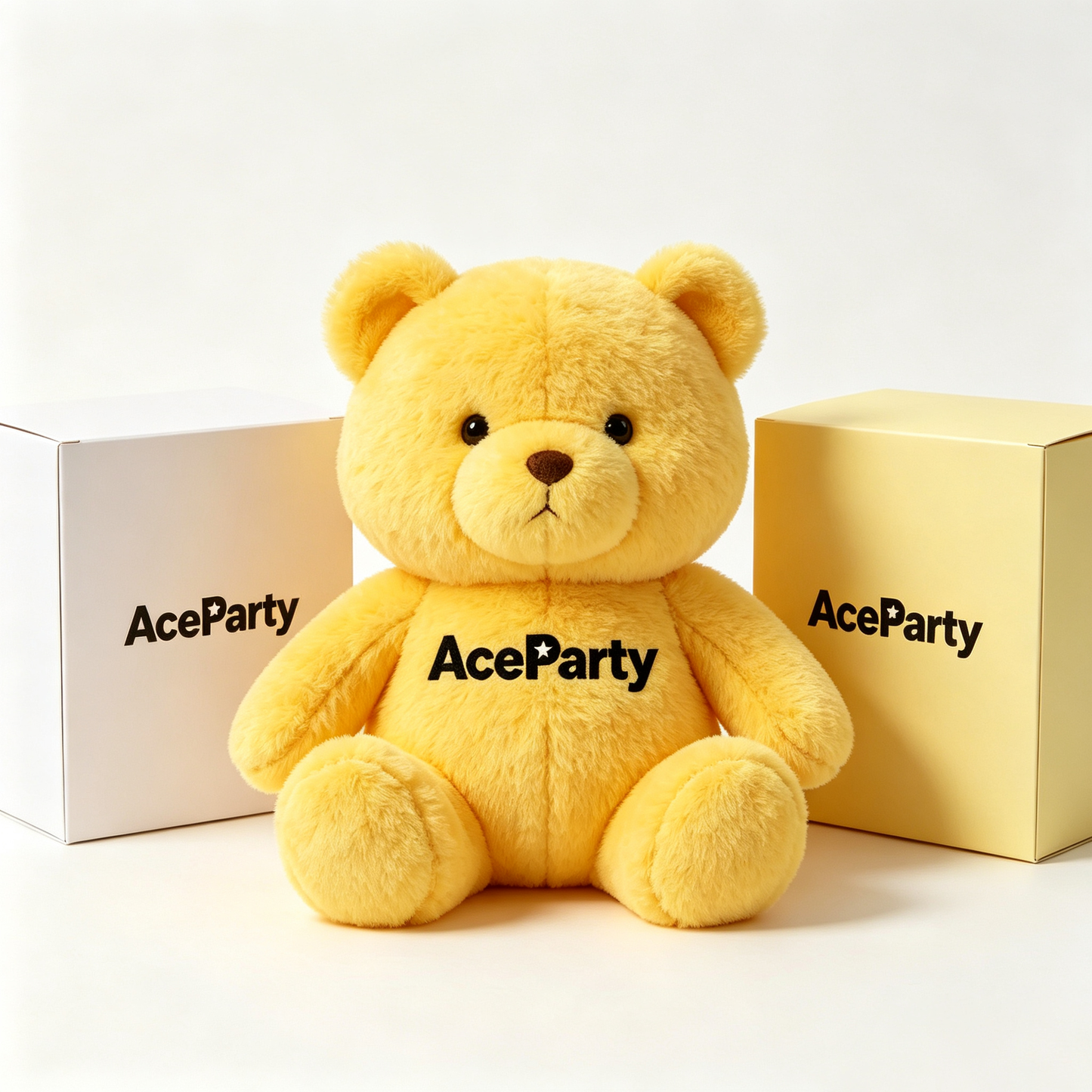 AceParty Cute Yellow Fluffy Bear Stuffed Plush Toy, Comfort Hugging Pillow for Bedroom Decor & Holiday Gift