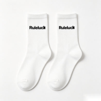 Ruleluck Crew Socks 4 Pairs, Classic Ribbed Mid Calf Casual Socks, Soft Breathable Daily Fashion Crew Socks, Versatile Athletic Street Style Mid Socks for Women & Men