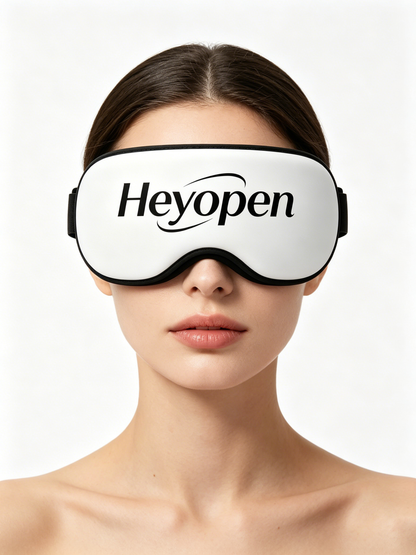 Heyopen Heated Eye Massager, Contour Eye Mask with Warm Compress, Portable Electric Eye Relax Device for Eye Strain Relief, Dry Eyes, Travel & Sleep, Adjustable Elastic Strap
