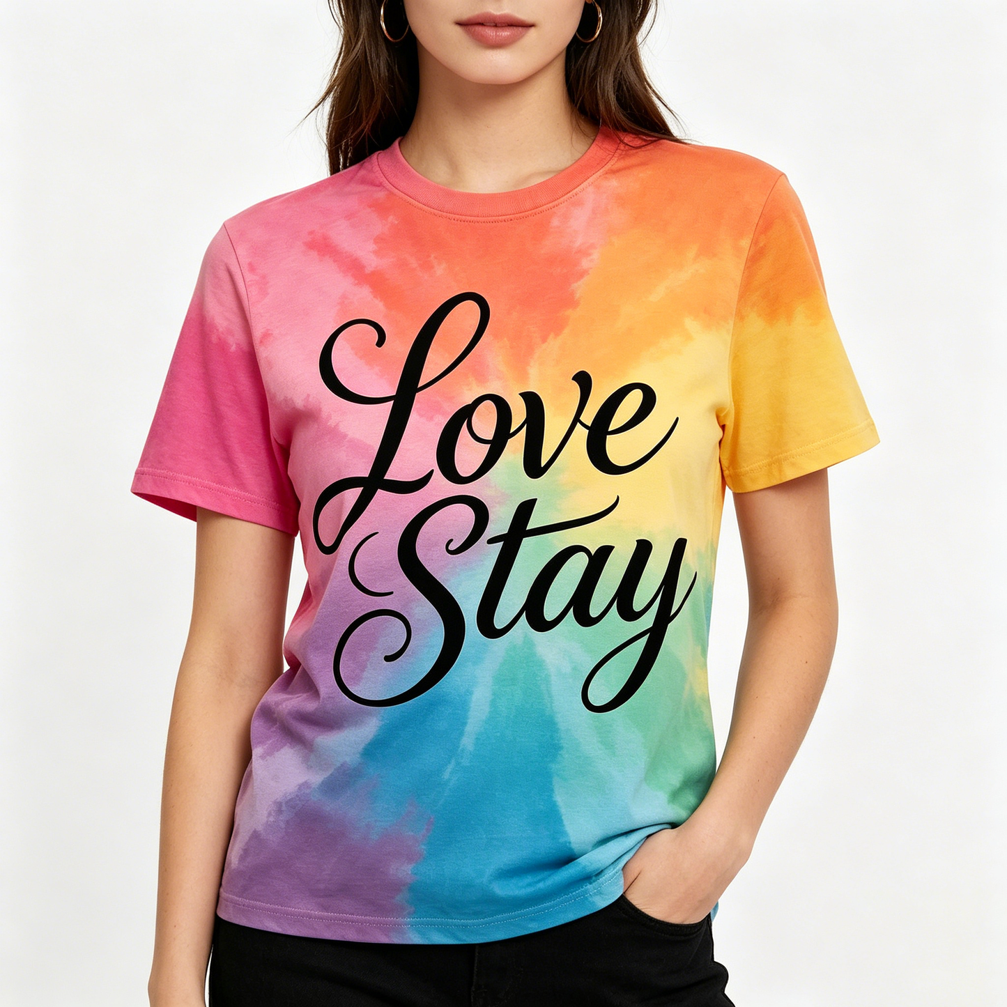 【Love Stay Tie-Dye T-Shirt】—— Where Comfort Meets Colorful Positivity