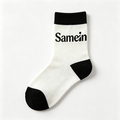 Samein Color Block Crew Socks, Breathable Cotton Athletic Mid-Calf Socks for Men Women, 6 Pairs Multipack