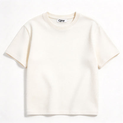 Qjoy Classic Crew Neck Cotton t-shirt, Soft Thick Breathable Short Sleeve Tee, Versatile Solid Casual Tops for Unisex Daily Wear