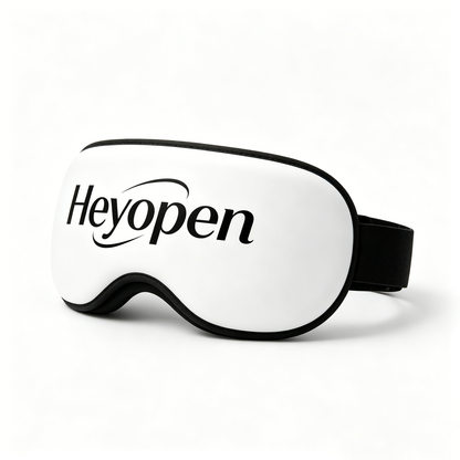Heyopen Heated Eye Massager, Contour Eye Mask with Warm Compress, Portable Electric Eye Relax Device for Eye Strain Relief, Dry Eyes, Travel & Sleep, Adjustable Elastic Strap