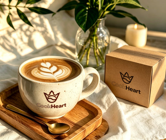 CookHeart Coffee Cups, Speckled Ceramic Latte Mug, Large Wide Mouth Coffee Mug for Cappuccino, Latte, Tea, Microwave & Dishwasher Safe, Home Office Coffee Cup with Gift Box