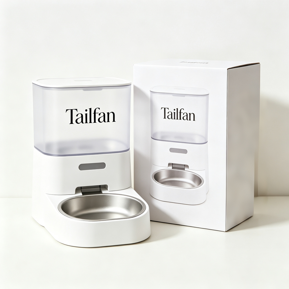 Tailfan Automatic Pet Feeder, Gravity Dry Food Dispenser with Stainless Steel Bowl, Large Capacity Pet Food Feeding Station for Cat Small Dog