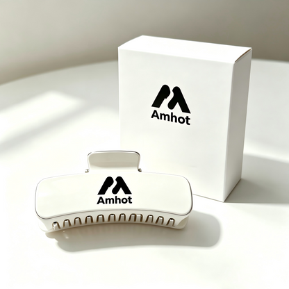 Amhot Large Hair Claw Clip, Non‑Slip Strong Hold Hair Barrettes, Fashion Rectangle Hair Accessories for Thick Thin Hair, White