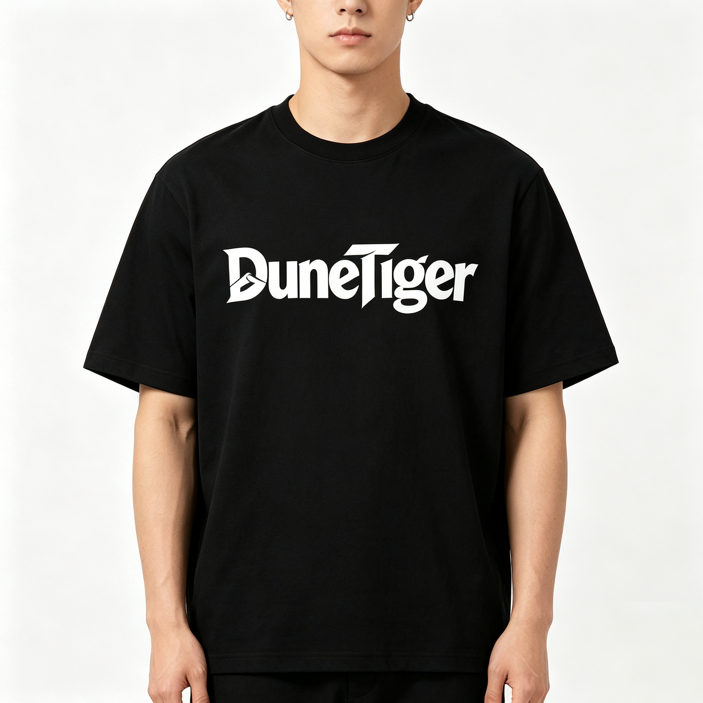 DuneTiger Oversized Crew Neck Short Sleeve Tee DuneTiger Classic Graphic Casual Daily Wear Loose Fit Cotton T-Shirt for Men