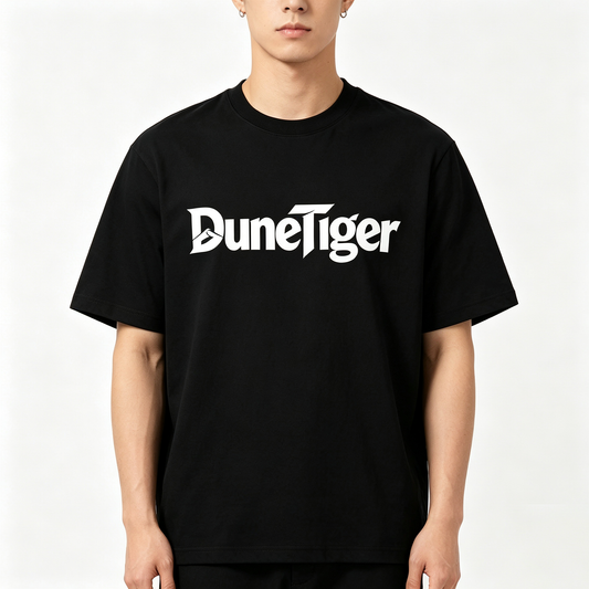 DuneTiger Oversized Crew Neck Short Sleeve Tee DuneTiger Classic Graphic Casual Daily Wear Loose Fit Cotton T-Shirt for Men