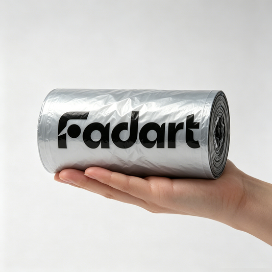 Fadart Silver Disposable Roll Trash Bags, 50 Count Heavy Duty Medium Garbage Bin Liners, Tear & Leak Resistant Waste Bags for Kitchen Bedroom Bathroom Office Medium Trash Cans