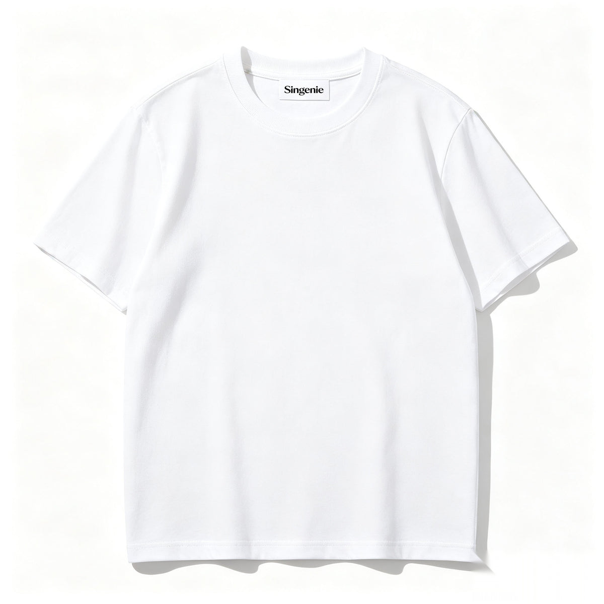 Singenie Crew Neck Shor-Sleeve T-Shirt, Premium Cotton Solid White Casual Tee for Men Everyday Wear
