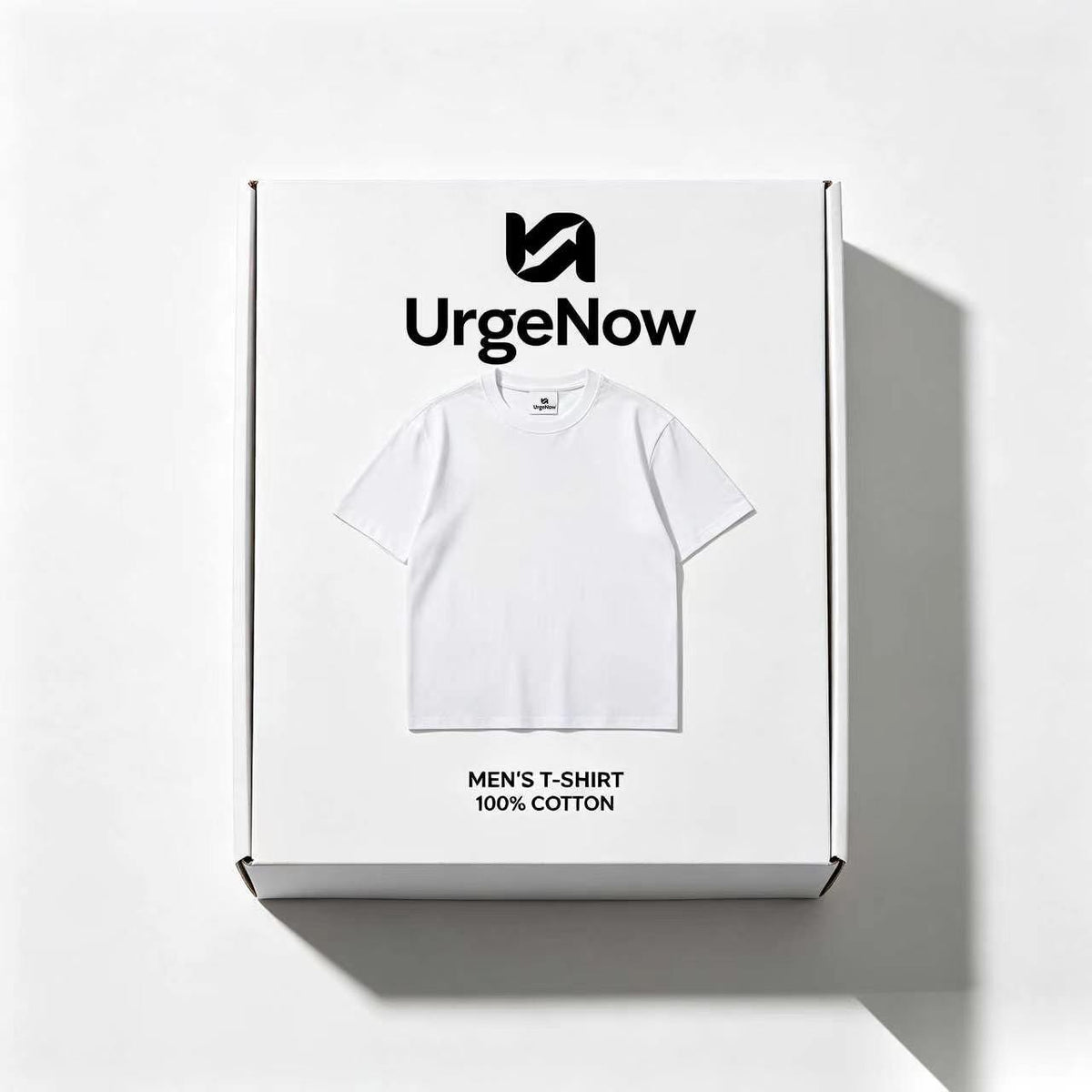 UrgeNow Crew Neck Short-Sleeve T-Shirt, 100% Cotton Solid White Casual Tee for Men Daily Wear