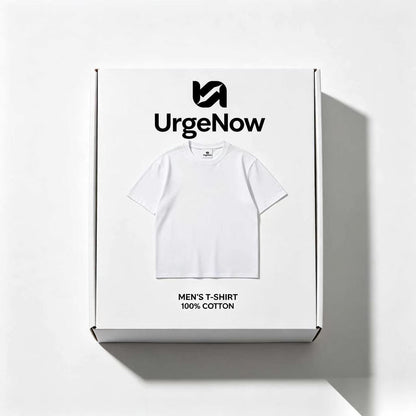 UrgeNow Crew Neck Short-Sleeve T-Shirt, 100% Cotton Solid White Casual Tee for Men Daily Wear