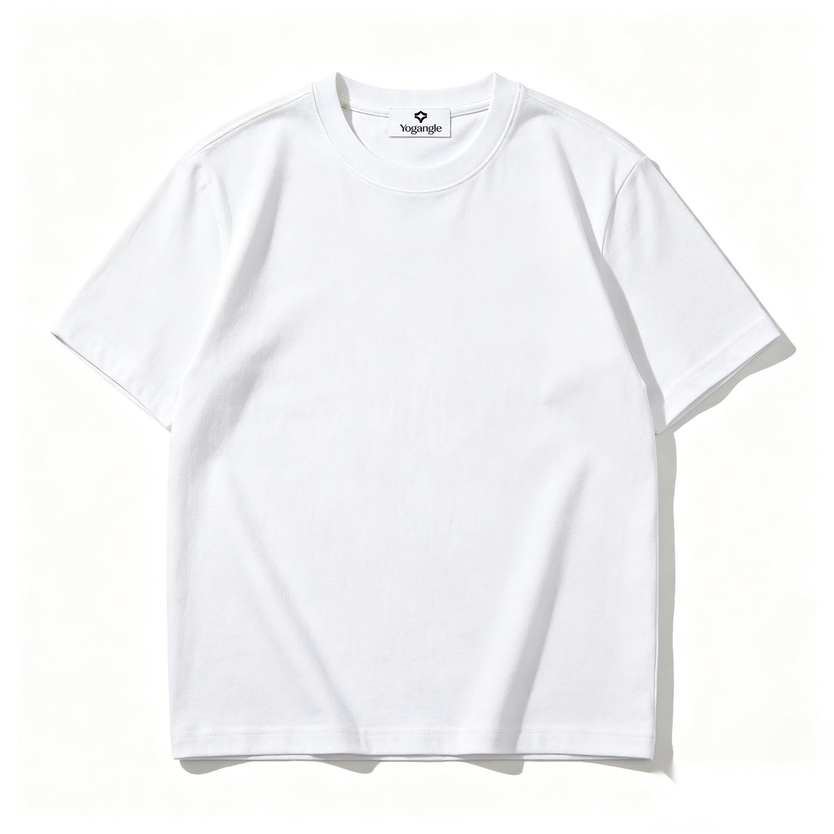 Yogangle Crew Neck Short-Sleeve T-Shirt, Soft Cotton Solid White Everyday Basic Tee for Men