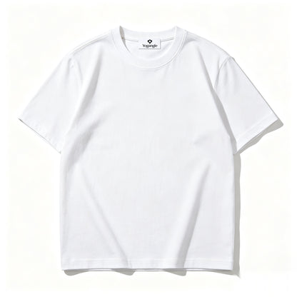 Yogangle Crew Neck Short-Sleeve T-Shirt, Soft Cotton Solid White Everyday Basic Tee for Men
