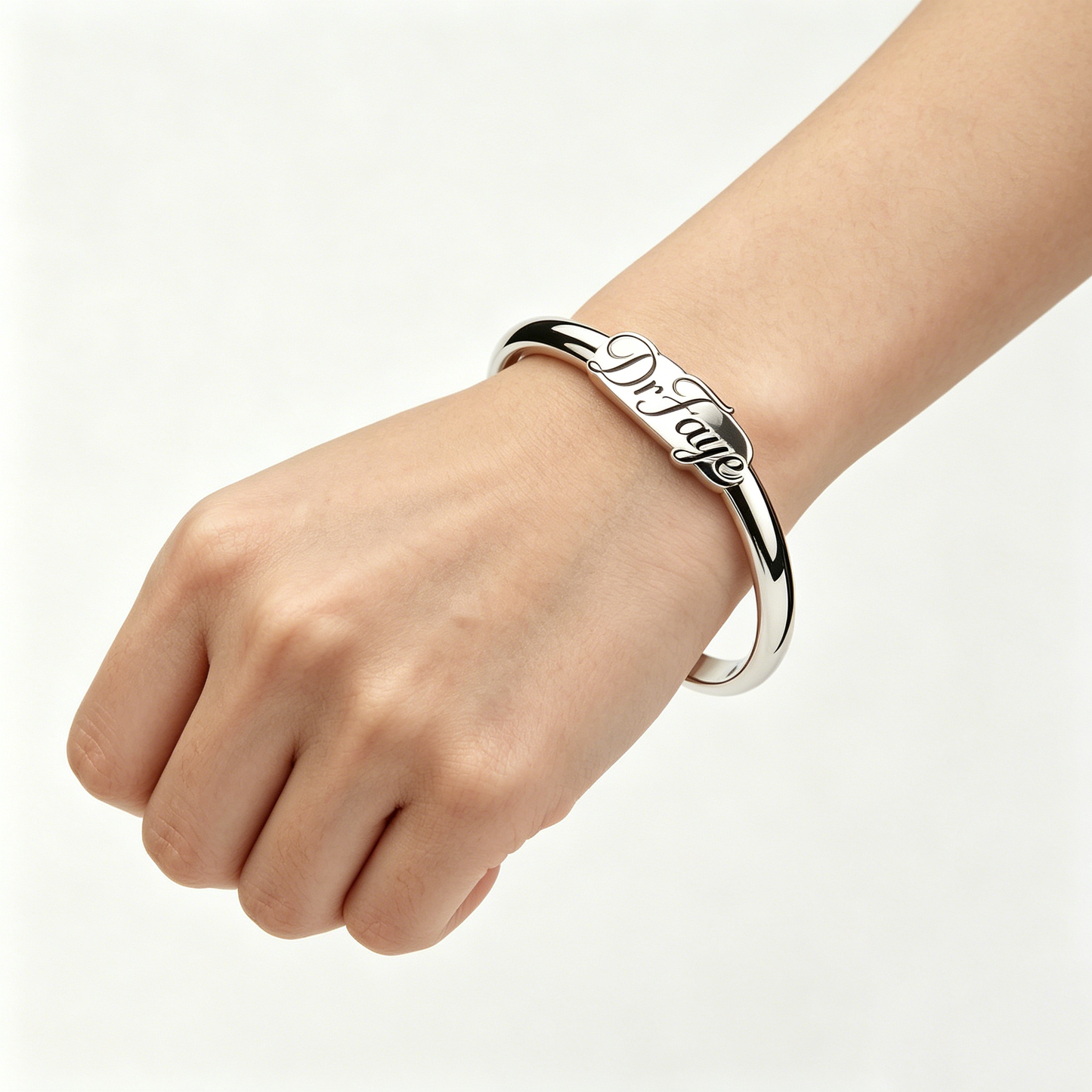 DrFaye Sleek Silver Bangle Bracelet, Hypoallergenic & Tarnish-Resistant, Stackable Cuff Jewelry for Women