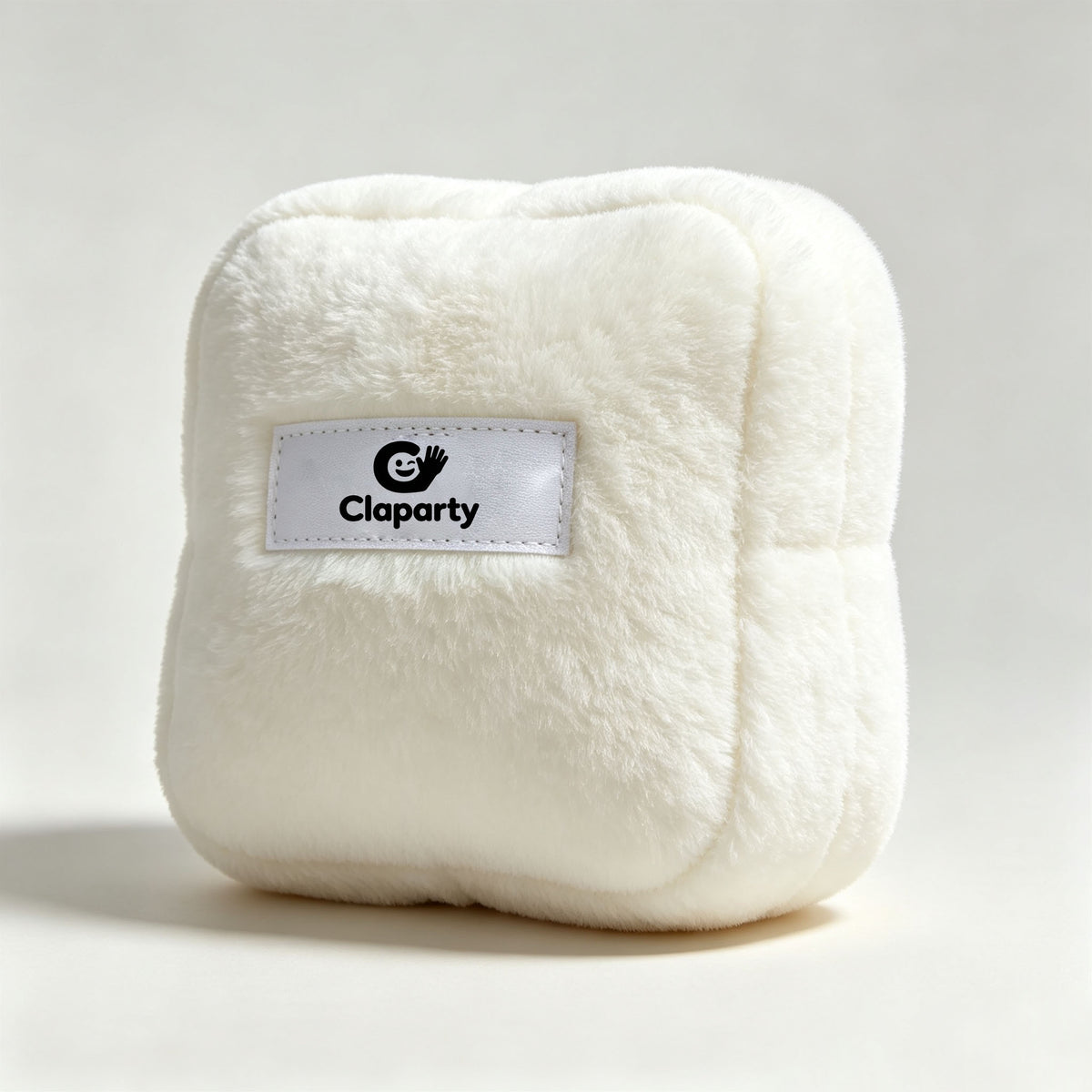 Claparty Square Fluffy Stuffed Plush Toy, Cute White Soft Throw Pillow Decor, Cozy Plush Cushion for Bedroom Sofa Home Decoration Gift for Kids Adults