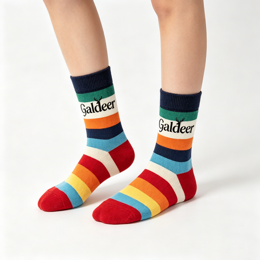 Galdeer Colorful Striped Crew Socks, Soft Cotton Breathable Socks, Casual Novelty Socks for Men Women, Comfortable Socks for Daily Wear, Rainbow Socks, Birthday & Pride Gifts