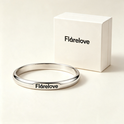 Flarelove Polished Silver Bangle Bracelet for Women, Shiny Stainless Steel Round Cuff Bracelet, Minimal Stackable Daily Jewelry Gift for Her