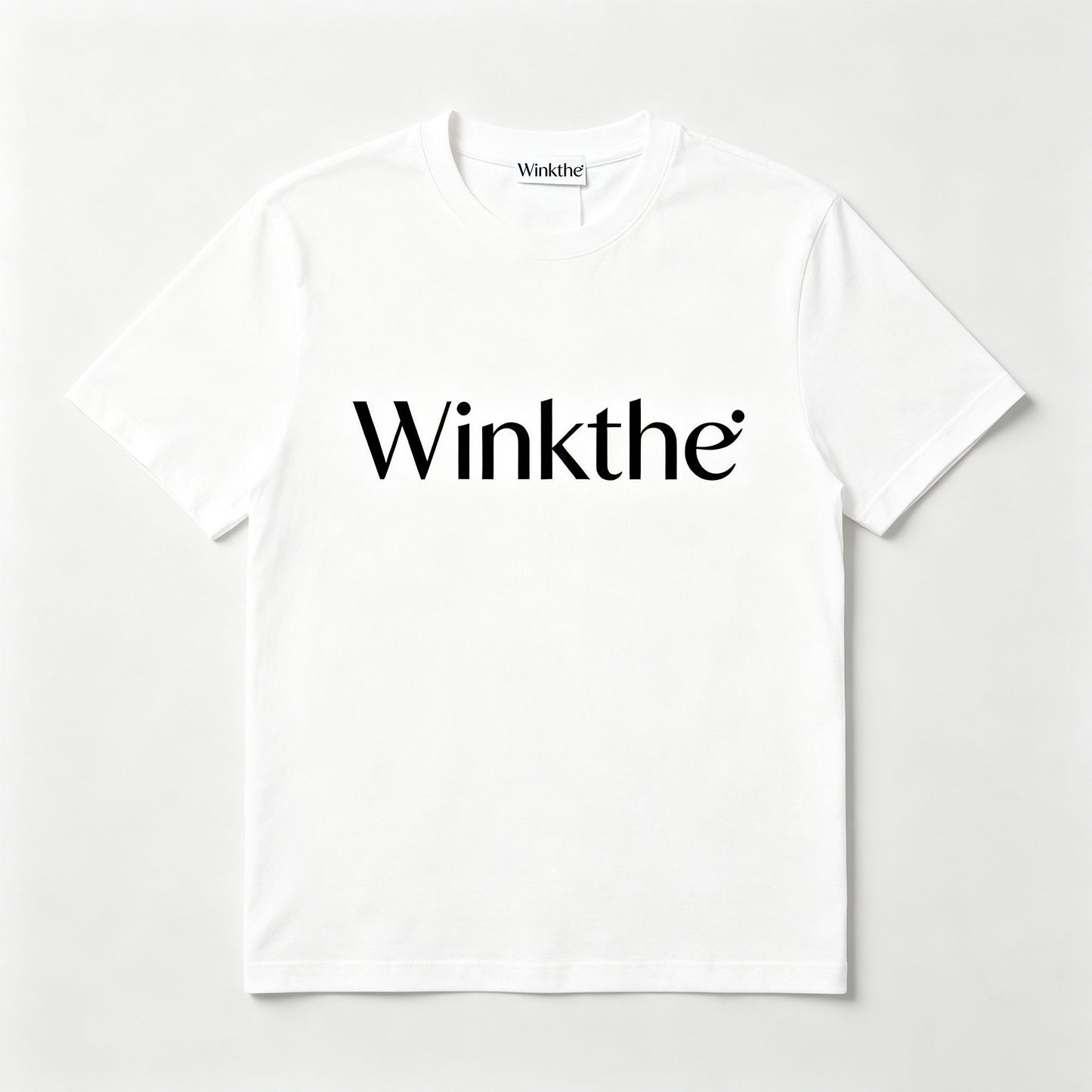 Winkthe Minimal Classic Crew Neck Short Sleeve Tee, Premium Soft Cotton Basic Casual Everyday Top for Men Neutral Fit Simple Letter Graphic White T-Shirt