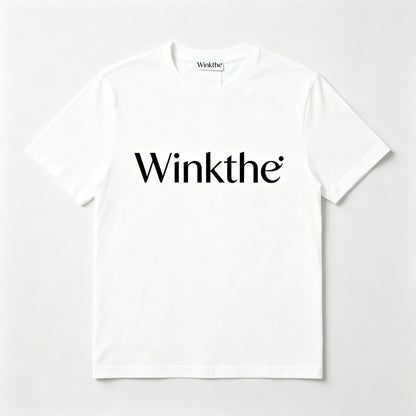 Winkthe Minimal Classic Crew Neck Short Sleeve Tee, Premium Soft Cotton Basic Casual Everyday Top for Men Neutral Fit Simple Letter Graphic White T-Shirt