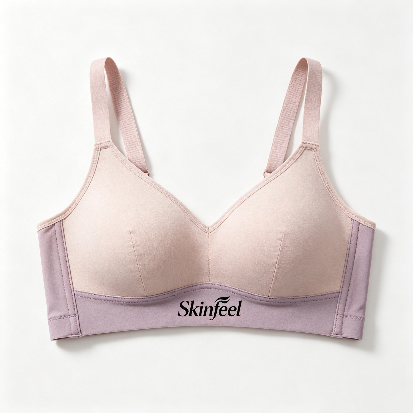 Skinfeel Wireless Comfort Bra, Soft Seamless Molded Cup Support Bra Adjustable Straps Everyday Lingerie