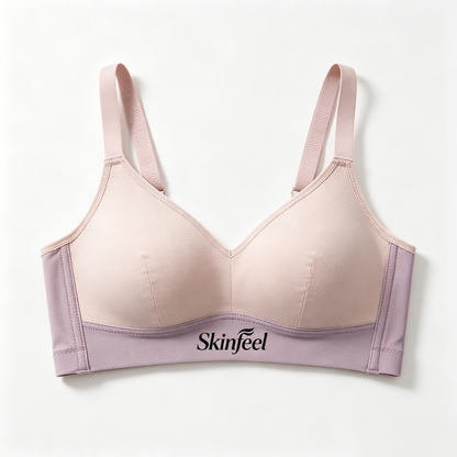 Skinfeel Wireless Comfort Bra, Soft Seamless Molded Cup Support Bra Adjustable Straps Everyday Lingerie