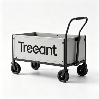 Treeant Collapsible Heavy Duty Camping Wagon Cart, Large Capacity Foldable Outdoor Utility Trailer with All-Terrain Wheels & Adjustable Pull Handle, Portable Grocery Beach Garden Shopping Hand Cart for Picnic Fishing Travel