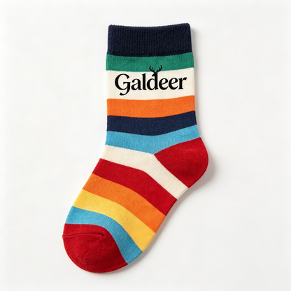 Galdeer Colorful Striped Crew Socks, Soft Cotton Breathable Socks, Casual Novelty Socks for Men Women, Comfortable Socks for Daily Wear, Rainbow Socks, Birthday & Pride Gifts