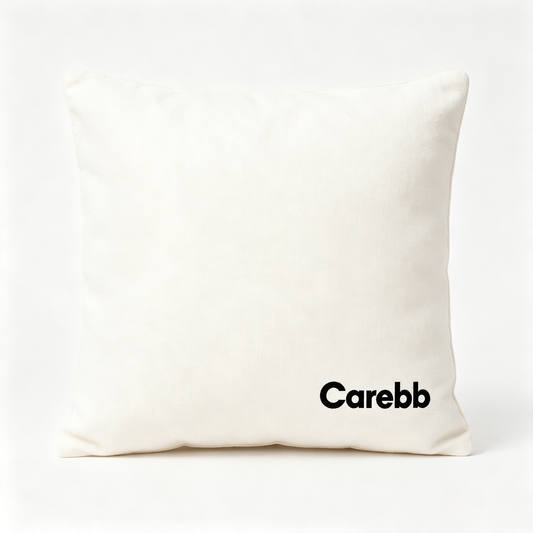 Carebb Decorative Throw Pillow, Minimalist Cream Square Accent Pillow, Soft Linen Blend Cushion for Sofa Couch Bedroom Living Room Home Decor