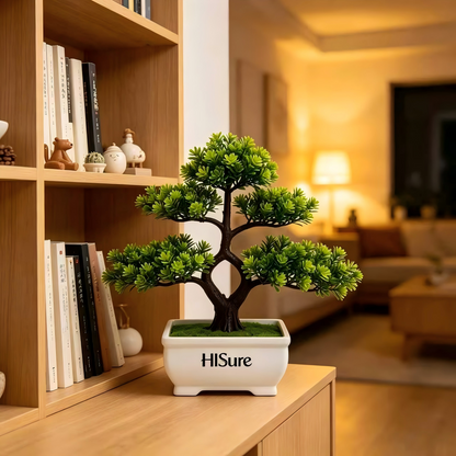 HISure Artificial Bonsai Tree, Fake Pine Bonsai, Zen Greenery Decoration for Home Office Desk
