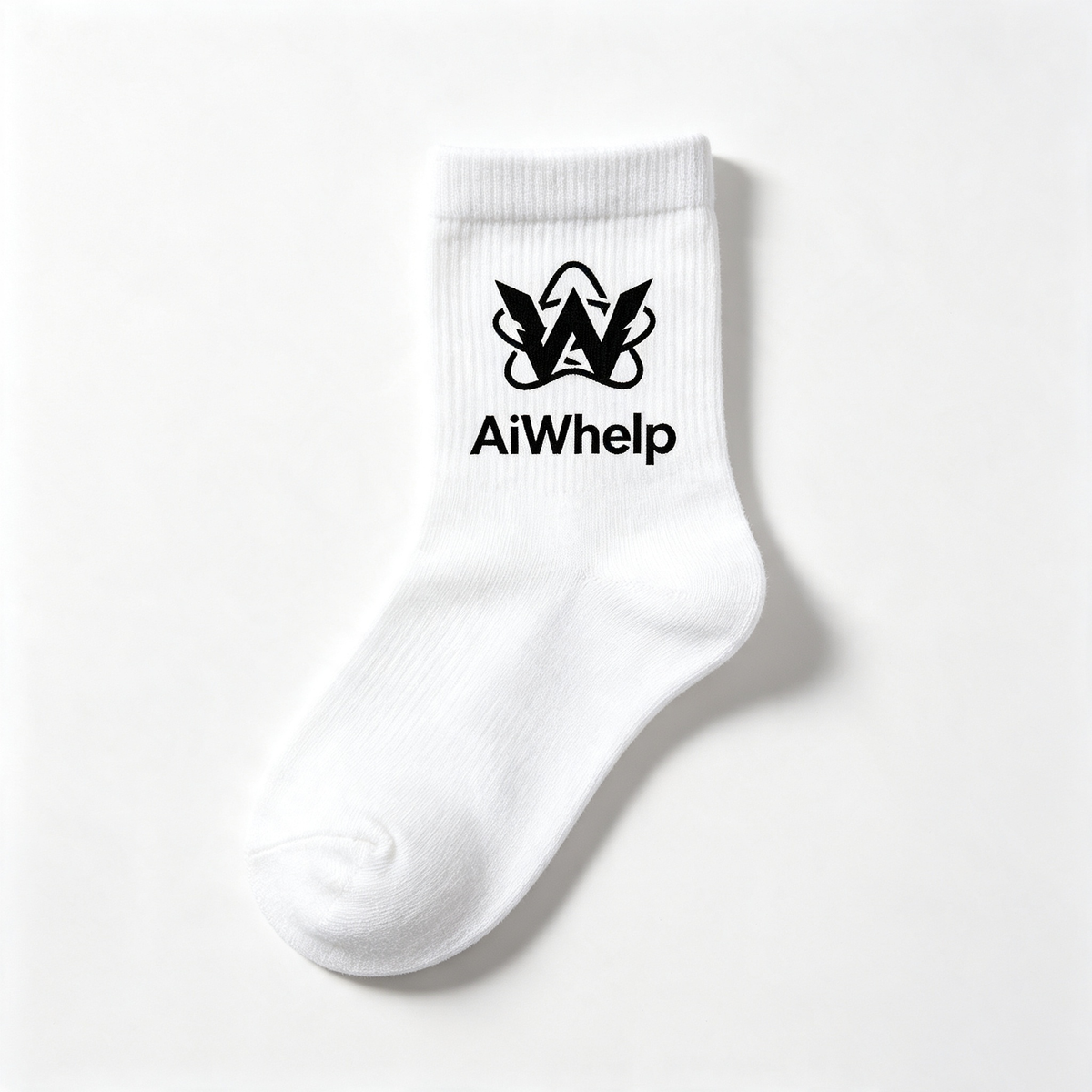 W AiWhelp White Crew Socks 5‑Pack Classic Casual Mid‑Calf Socks Stylish Graphic Daily Sports Socks Unisex for Men Women Teenagers