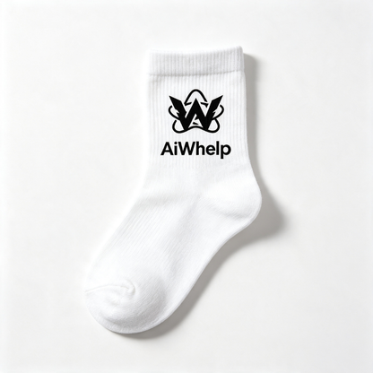 W AiWhelp White Crew Socks 5‑Pack Classic Casual Mid‑Calf Socks Stylish Graphic Daily Sports Socks Unisex for Men Women Teenagers