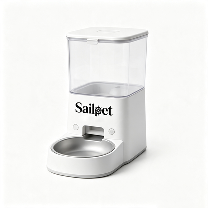 Sailpet Automatic Pet Feeder Timed Cat Dog Dry Food Dispenser with Stainless Steel Bowl Large Capacity Transparent Storage Hopper
