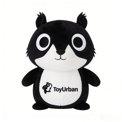 ToyUrban Cute Black & White Squirrel Plush Toy, Soft Stuffed Animal for Kids, Cuddly Plushie Pillow for Nursery, Birthday Gift for Boys & Girls, Collectible Plush for All Ages