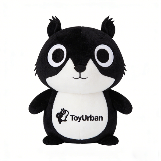 ToyUrban Cute Black & White Squirrel Plush Toy, Soft Stuffed Animal for Kids, Cuddly Plushie Pillow for Nursery, Birthday Gift for Boys & Girls, Collectible Plush for All Ages