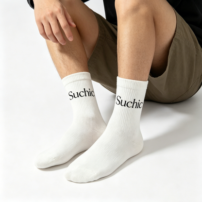 Suchic Classic Crew Socks for Men, 3-Pack Soft Breathable Casual Cotton Socks, Everyday Comfort White Socks for Daily Wear
