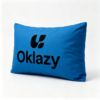 Oklazy Bright Blue Rectangular Decorative Throw Pillow, Smooth Waterproof Lumbar Accent Cushion, Plush Filled Support Pillow for Sofa Bed Couch Office Home Decor