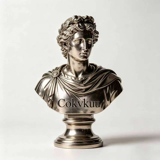 Cokvkuu Classical Greek Bust Statue, Silver Metal Apollo Sculpture, 7.9 Inch Resin & Metal Decorative Figurine for Home Office Living Room, Modern Art Decor for Shelf Tabletop Display, Unique Gift for Art Lovers