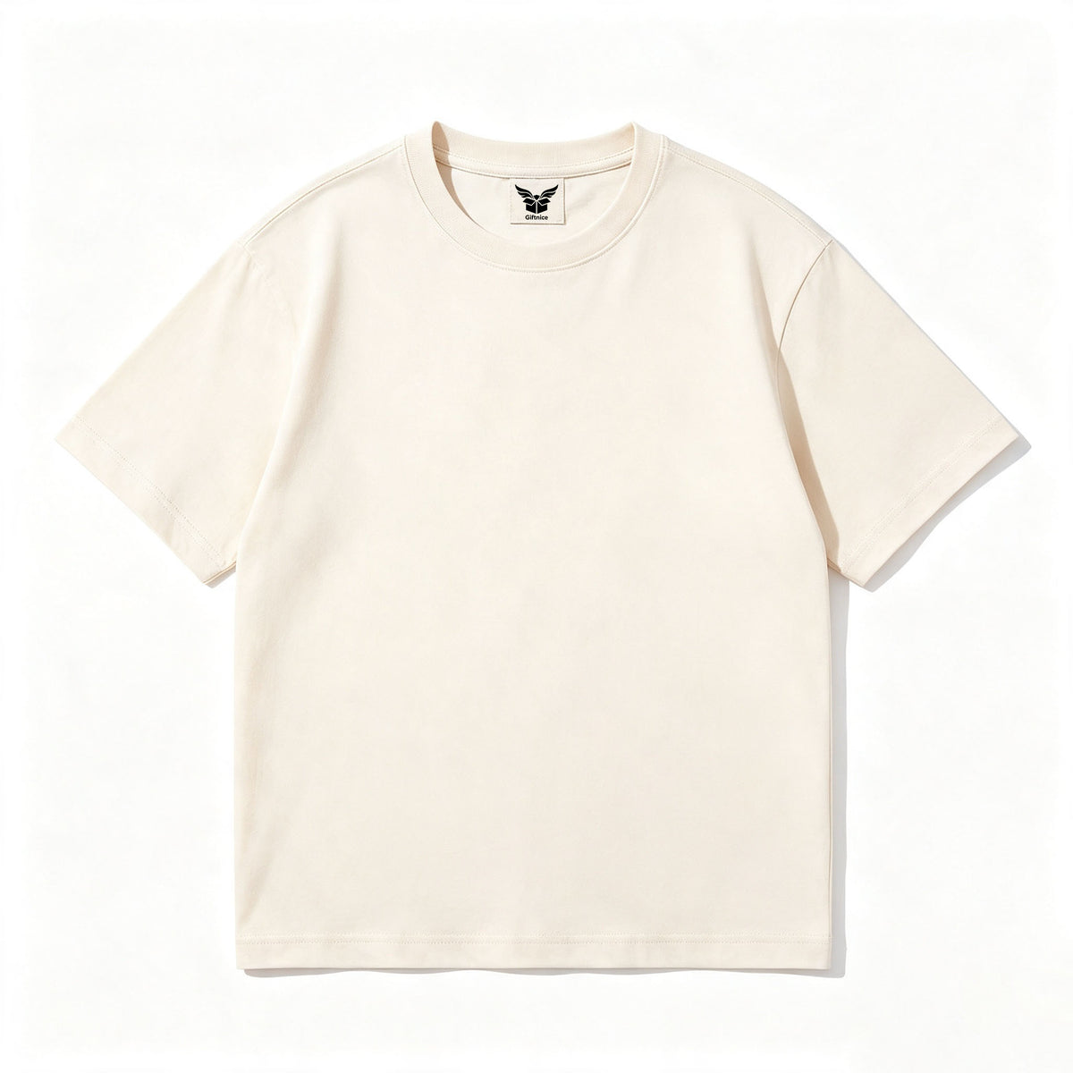 Giftnice Soft‑Fitted Basic Crew Neck T‑Shirt, Breathable Solid Cream Short Sleeve Casual Everyday Tee Unisex Adult