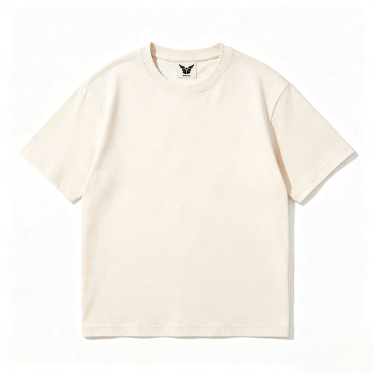 Giftnice Soft‑Fitted Basic Crew Neck T‑Shirt, Breathable Solid Cream Short Sleeve Casual Everyday Tee Unisex Adult