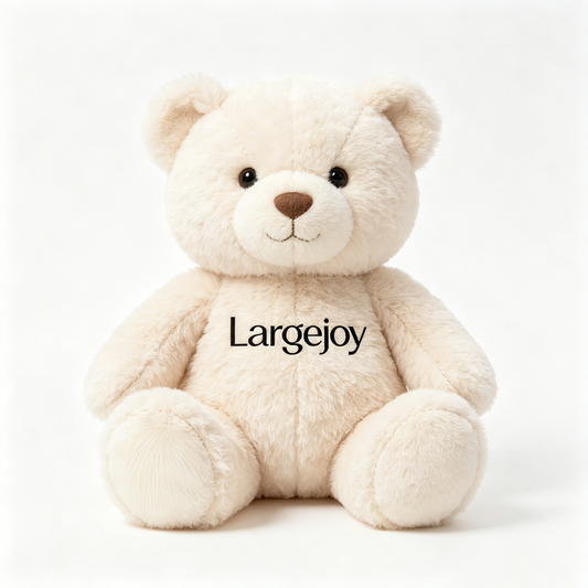 Largejoy Cream White Sitting Teddy Bear Stuffed Animal Plush Toy, Ultra Soft Fluffy Huggable Bear Plushie, Gift Box Pack Comfort Plush for Baby Shower Birthday Valentine Home Decor