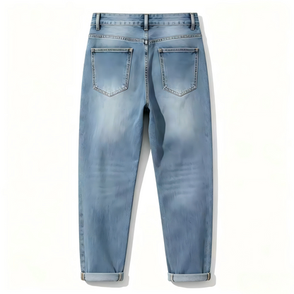 Coastop Washed Straight-Leg Jeans, Unisex Loose Wide-Leg Pants, Vintage Letter Print Casual Trousers for Men Women