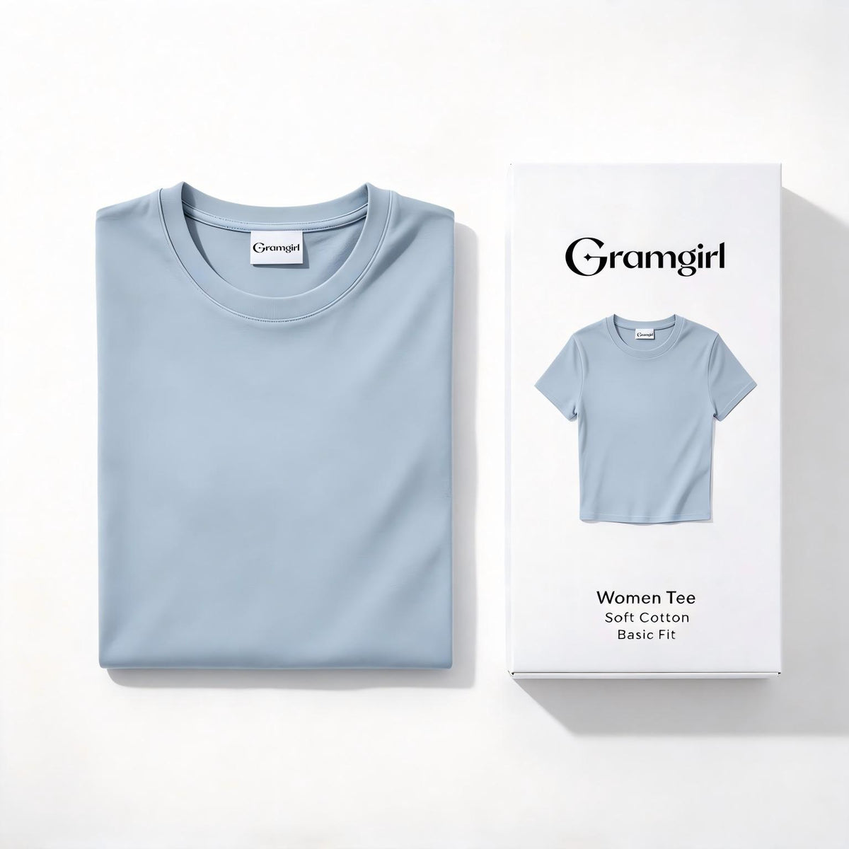 Gramgirl Women's Crew Neck Short Sleeve T-Shirt, Slim Fit Cropped Basic Tee, Soft Skin Friendly Casual T-Shirts for Women Daily Wear